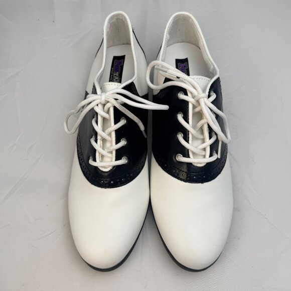 FunTasma Saddle Shoes Womens 10 Black & White Synthetic Lace Up Retro Style - Picture 7 of 11